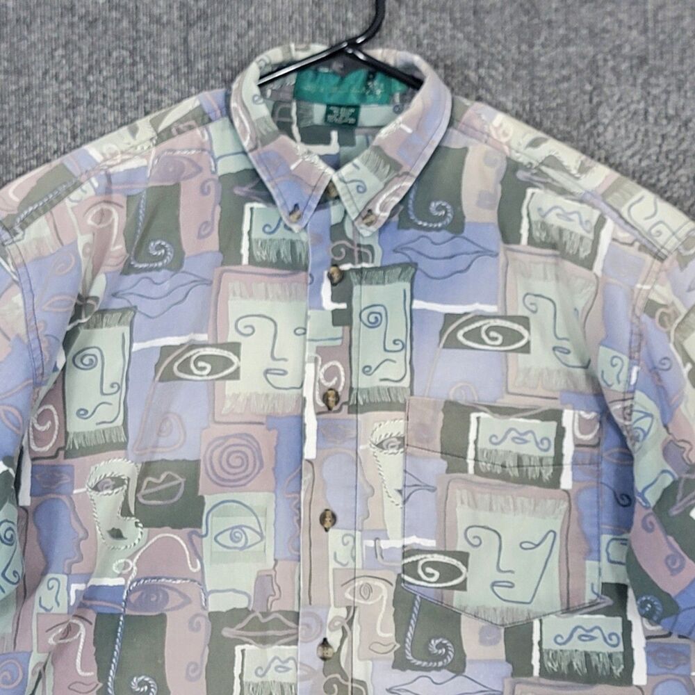 Knights of The Round Table Shirt Mens Large Blue Button-Down Picasso Cubist AOP